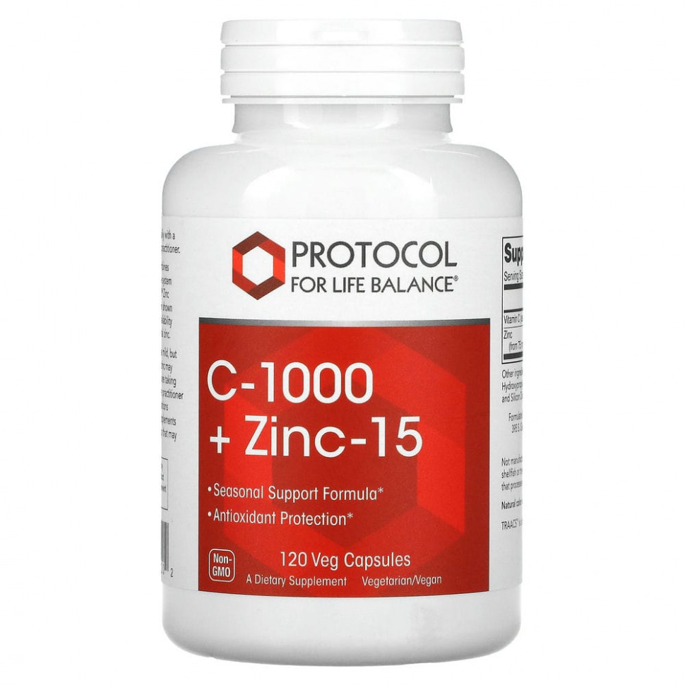  Protocol for Life Balance, C-1000 + Zinc-15, 120    IHerb ()