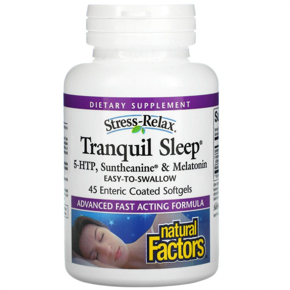   Natural Factors, Stress-Relax, Tranquil Sleep, 45 Enteric Coated Softgels   -     , -,   