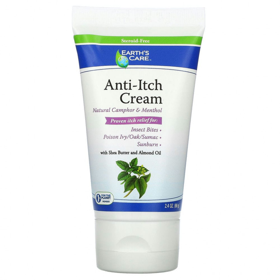   Earth's Care, Anti-Itch Cream, Shea Butter and Almond Oil, 2.4 oz, (68 g)   -     , -,   