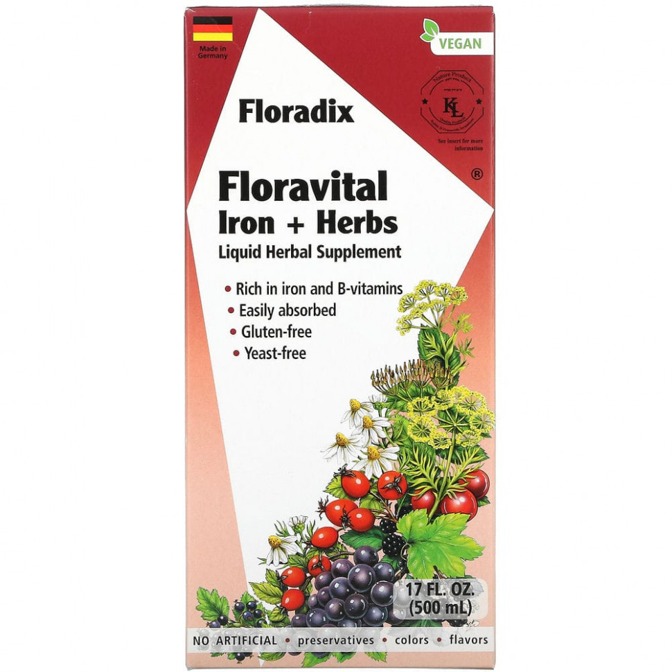   Gaia Herbs, Floradix, Floravital Iron + Herbs, 500  (17 . )   -     , -,   