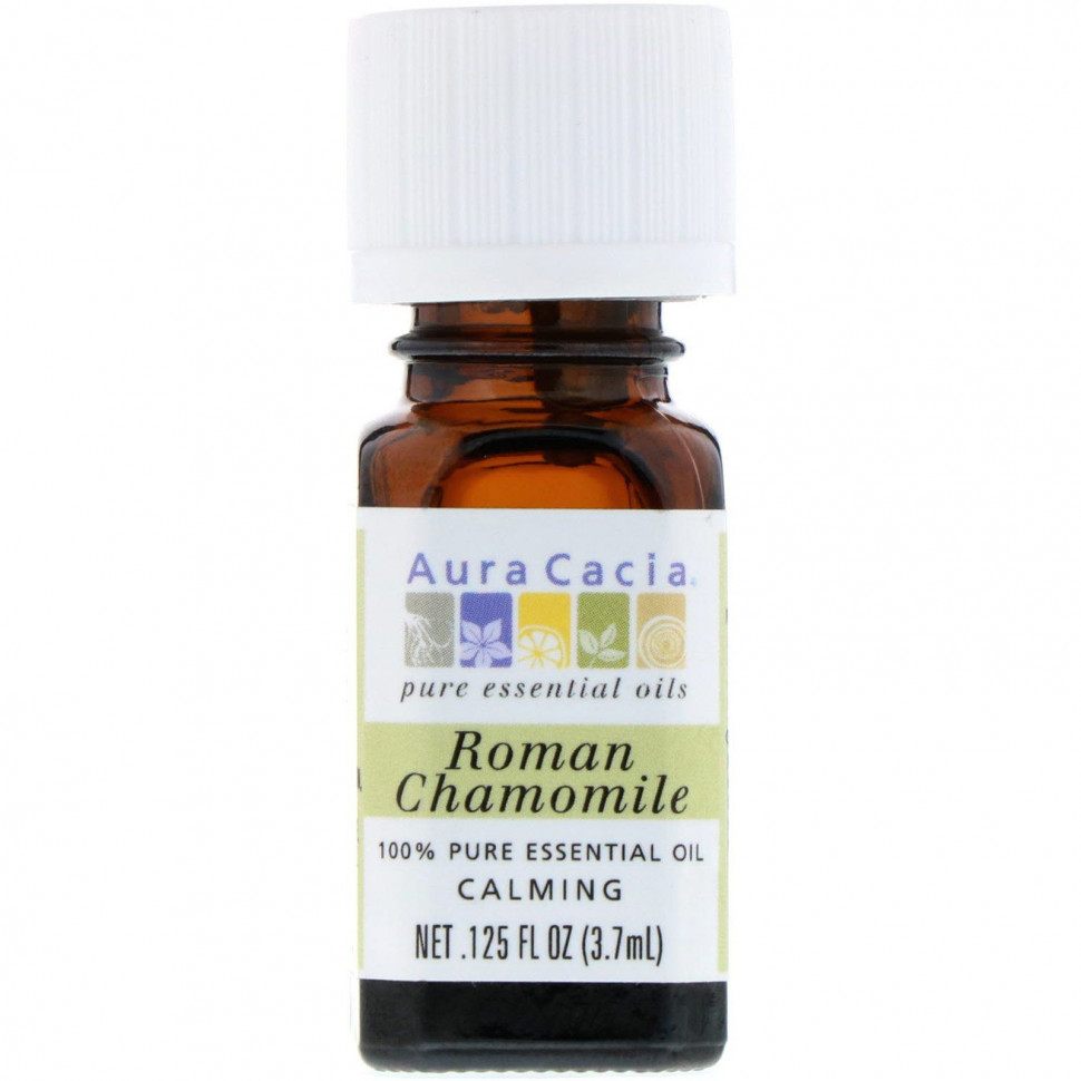   Aura Cacia, 100% Pure Essential Oil, Roman Chamomile, .125 fl oz (3.7 ml)   -     , -,   
