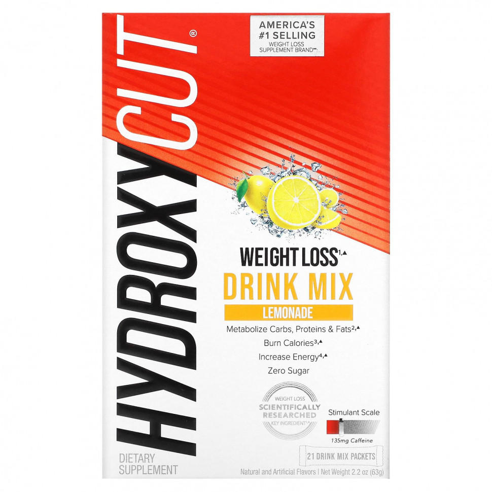   Hydroxycut, Weight Loss Drink Mix, Lemonade, 21 Packets, 2.2 oz (63 g)   -     , -,   
