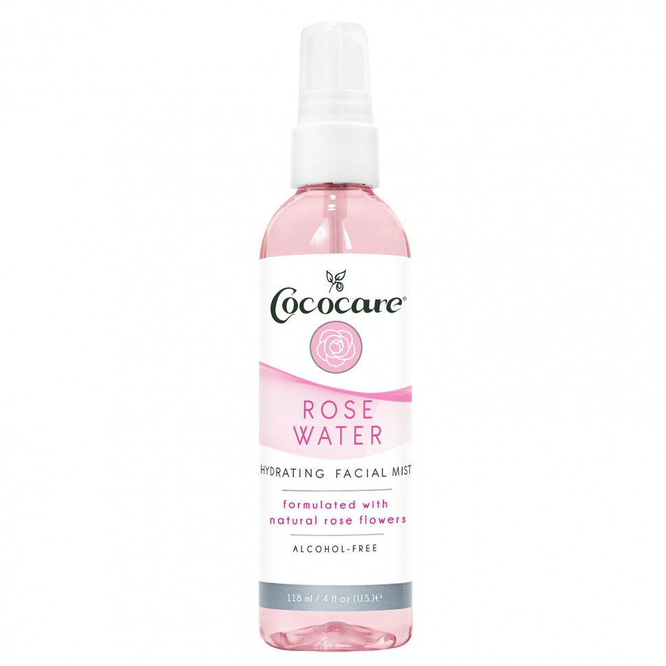   Cococare, Rose Water, Hydrating Facial Mist, Alcohol-Free, 4 fl oz (118 ml)   -     , -,   