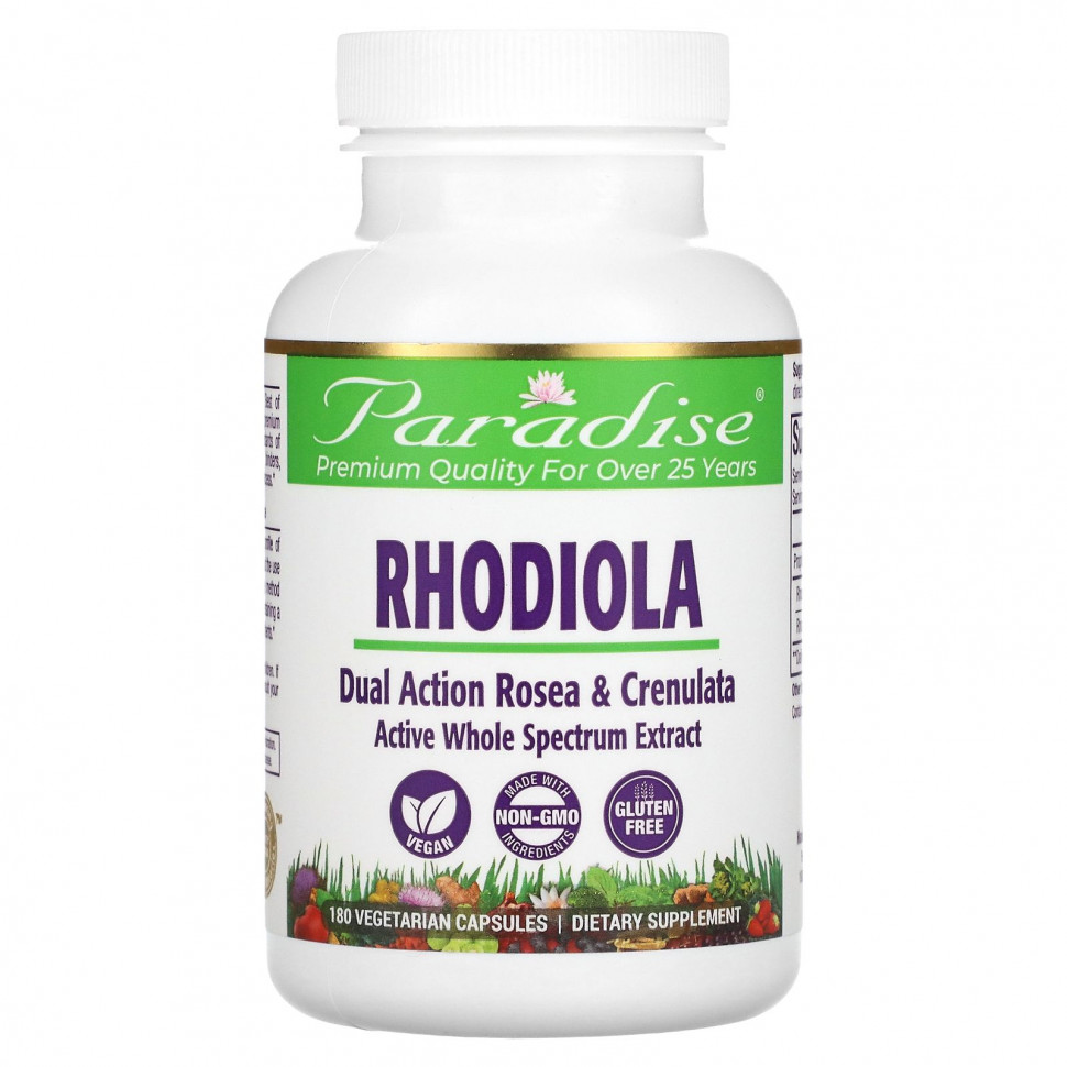   Paradise Herbs, Rhodiola , 180 Vegetarian Capsules   -     , -,   