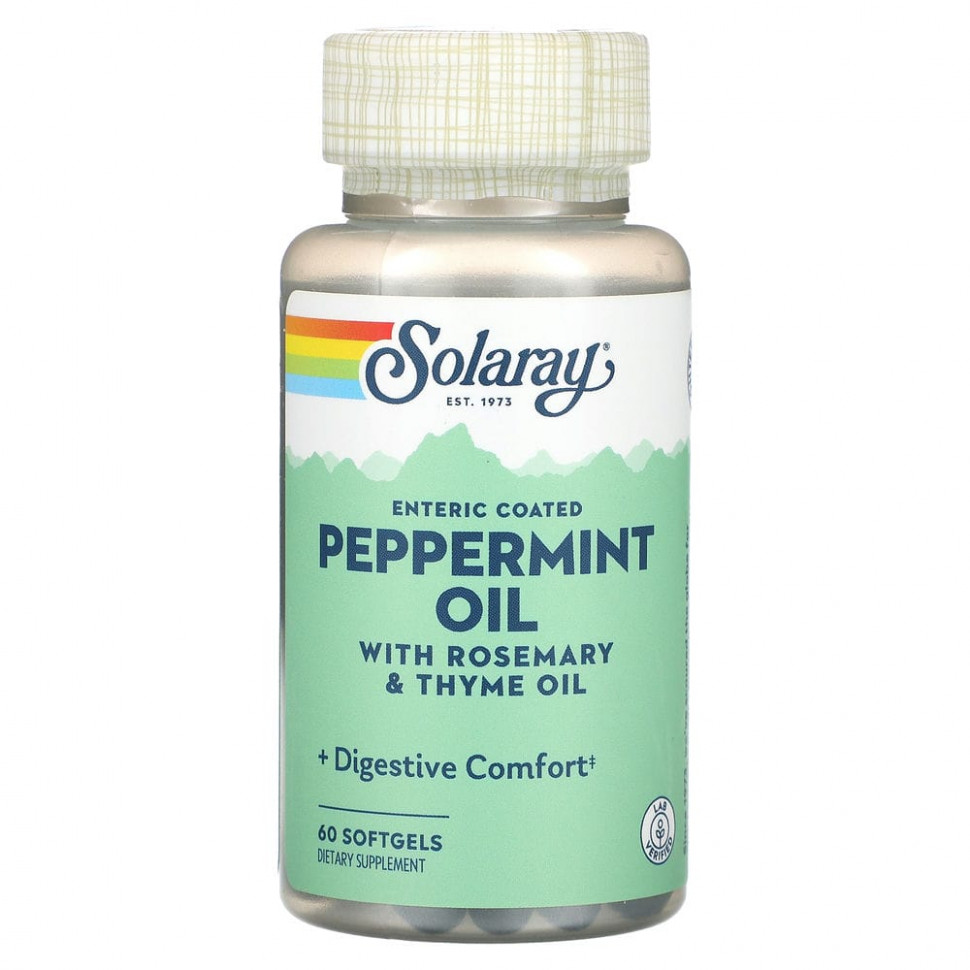  Solaray, Peppermint Oil, 60 Softgels   -     , -,   