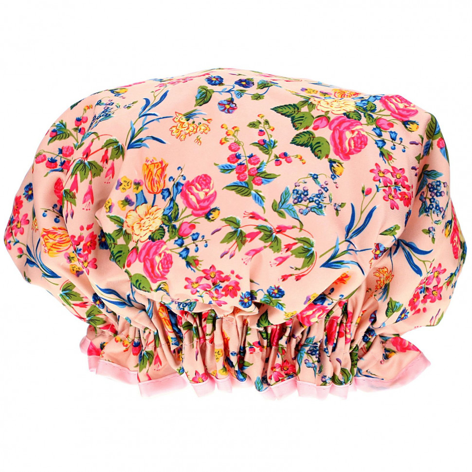   The Vintage Cosmetic Co., Shower Cap, Pink Floral Satin, 1 Count   -     , -,   