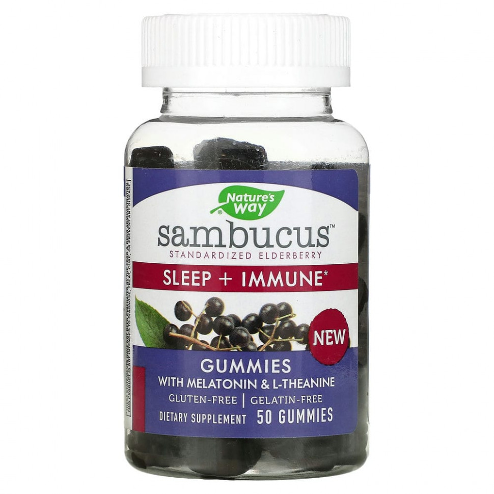   Nature's Way, Sambucus, Sleep + Immune, 50 Gummies   -     , -,   