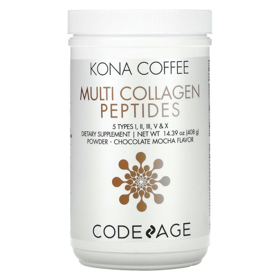   Codeage, Kona Coffee, Multi Collagen Peptides, Chocolate Mocha Flavor, 14.39 oz (408 g)   -     , -,   