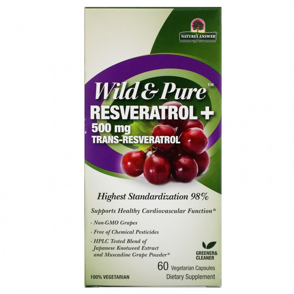   Genceutic Naturals, Wild & Pure Resveratrol+, 500 , 60     -     , -,   