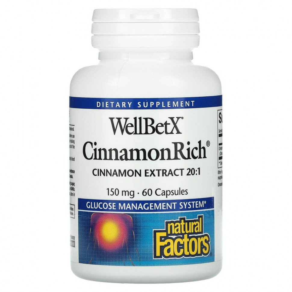   Natural Factors, WellBetX, CinnamonRich, 150 , 60    -     , -,   