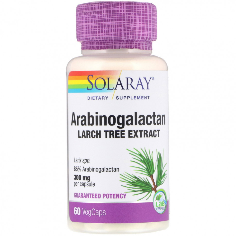   Solaray, Arabinogalactan Leaf Extract, 300 mg, 60 Vegcaps   -     , -,   
