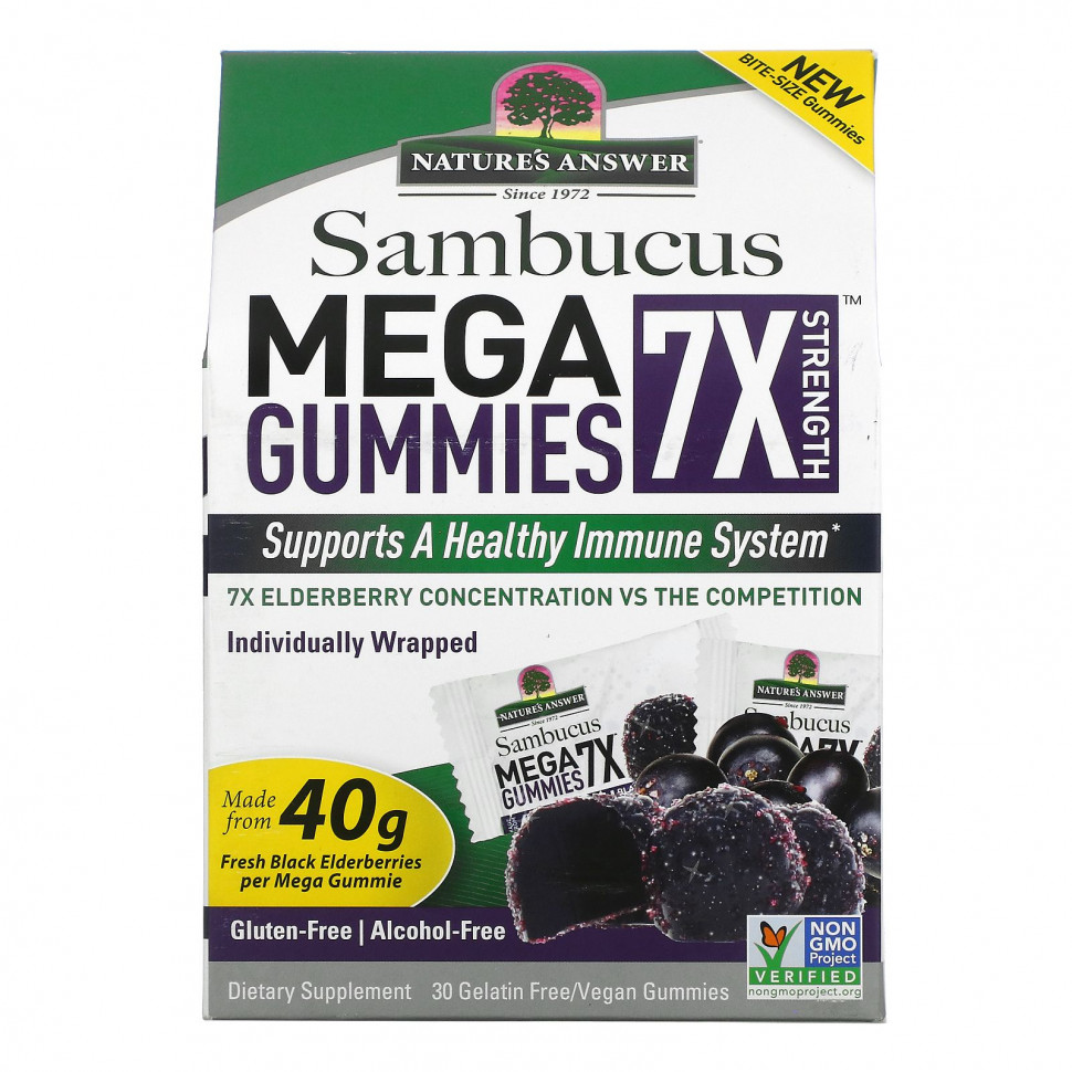  Nature's Answer, Sambucus Mega Gummies 7X Strength,  , 30       IHerb ()