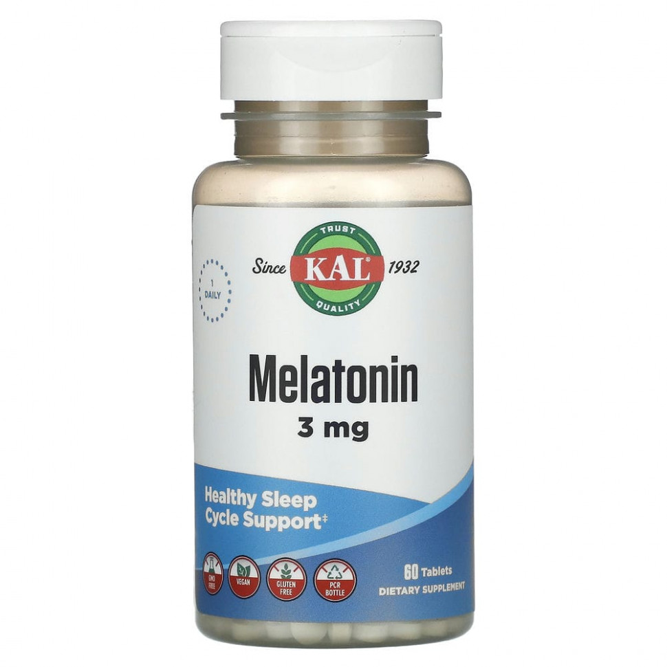   KAL, Melatonin, 3 mg, 60 Tablets   -     , -,   