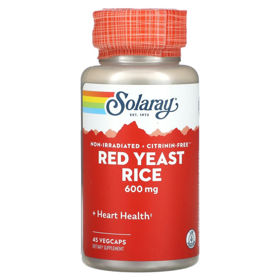   Solaray, Red Yeast Rice, 600 mg, 45 VEGCAPS   -     , -,   
