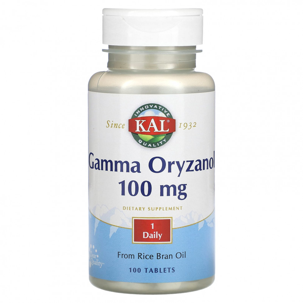   KAL, Gamma Oryzanol, 100 mg, 100 Tablets   -     , -,   
