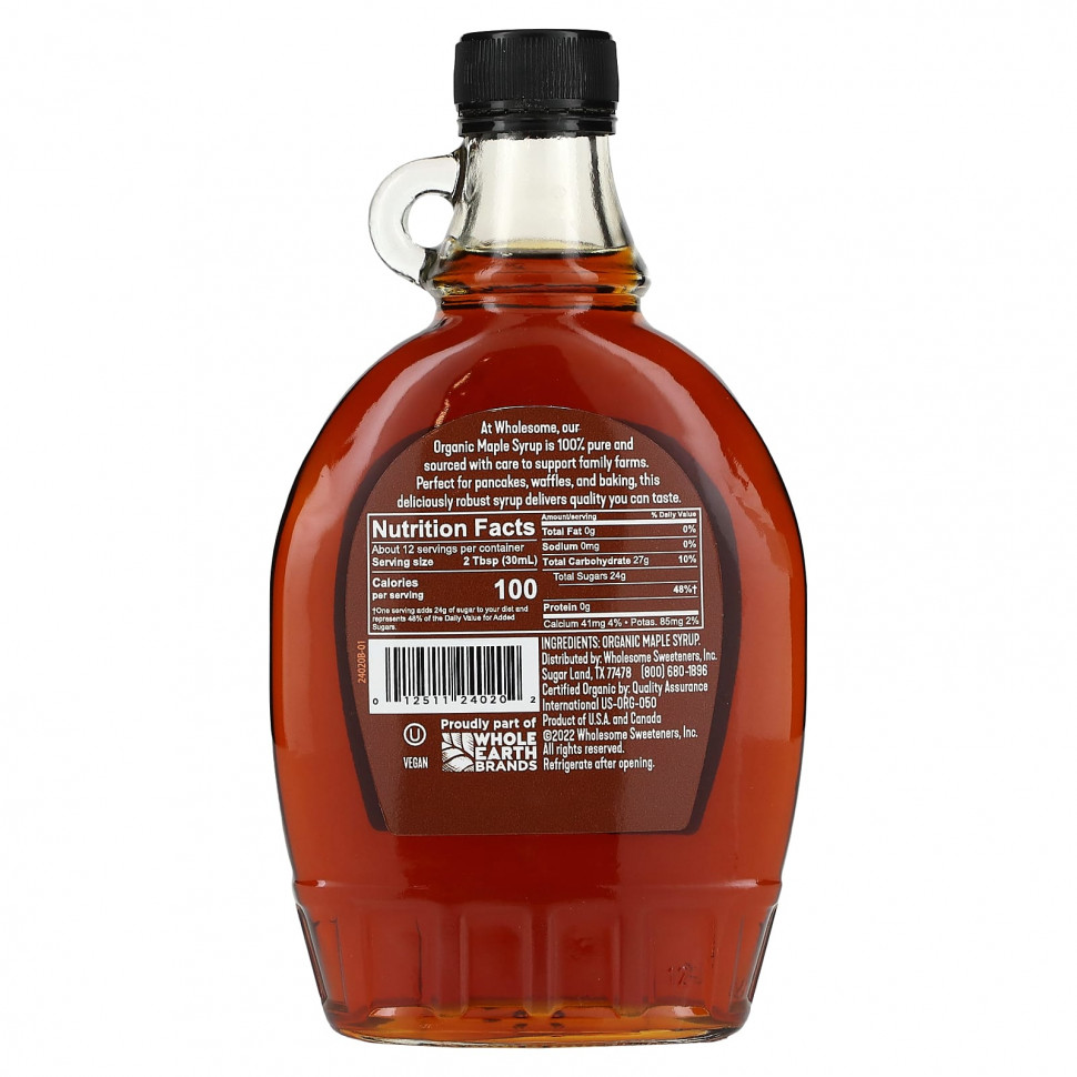   Wholesome Sweeteners, Organic Maple Syrup, Dark, 12 fl oz (355 ml)   -     , -,   