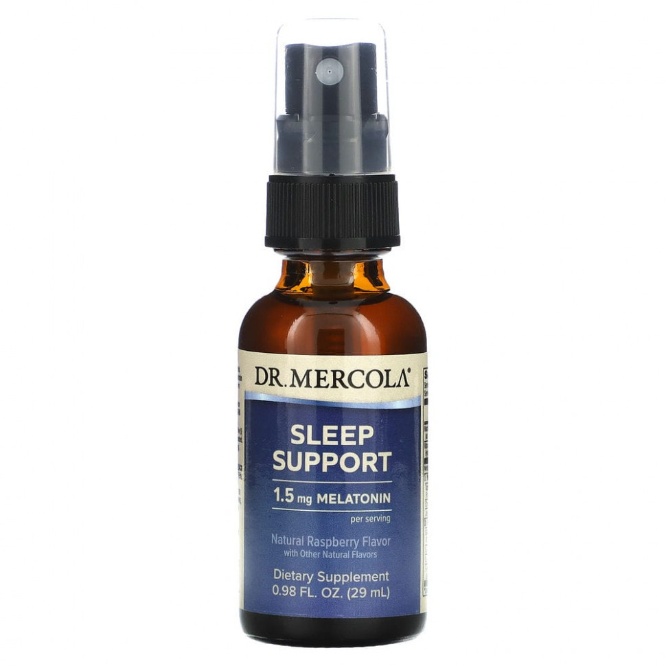   Dr. Mercola, Sleep Support with Melatonin, Raspberry Flavor, 0.85 fl oz (25 ml)   -     , -,   