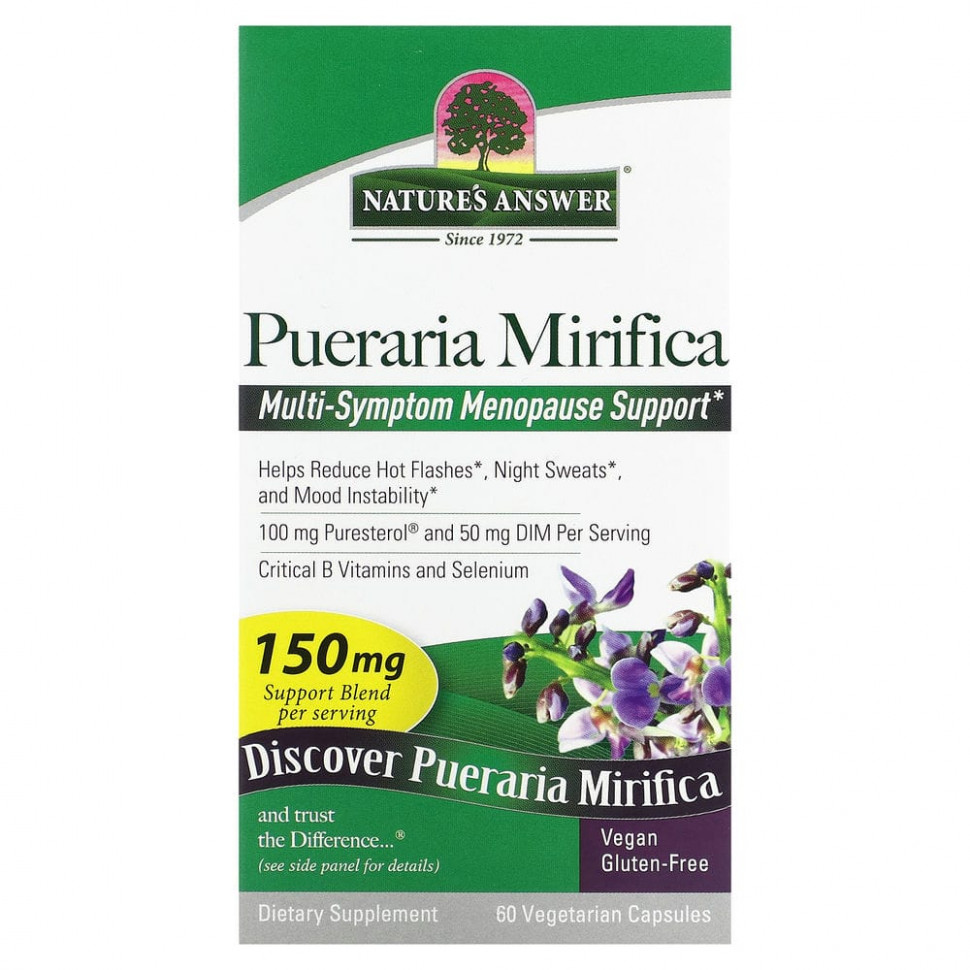   Nature's Answer, Pueraria Mirifica, 100 mg, 60 Vegetarian Capsules   -     , -,   
