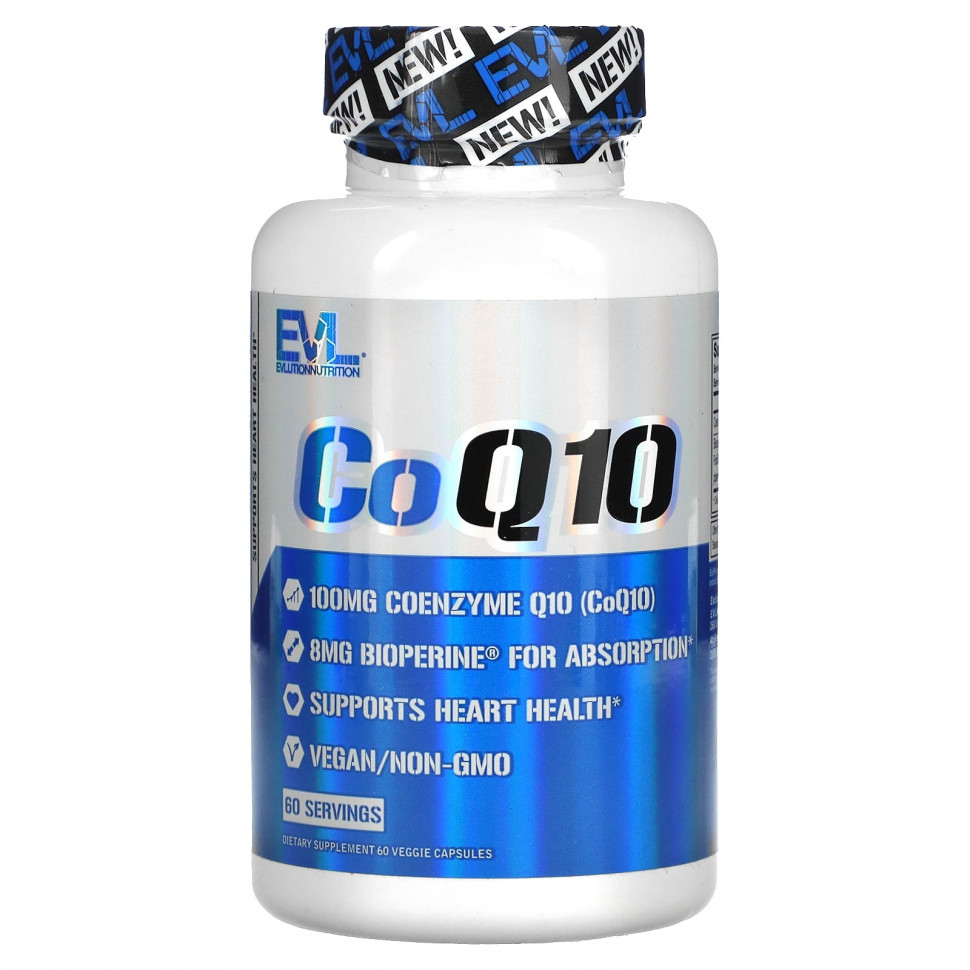   EVLution Nutrition, CoQ10, 100 mg, 60 Veggie Capsules   -     , -,   