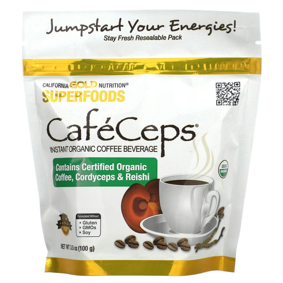   California Gold Nutrition, SUPERFOODS, Caf?Ceps,           , 100  (3,5 )   -     , -,   