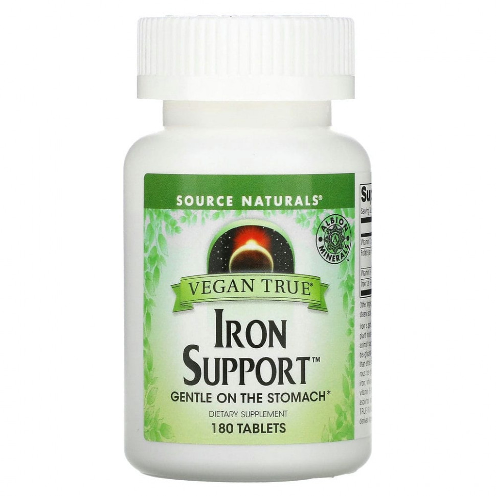   Source Naturals, Vegan True, Iron Support (    ,   ), 180    -     , -,   