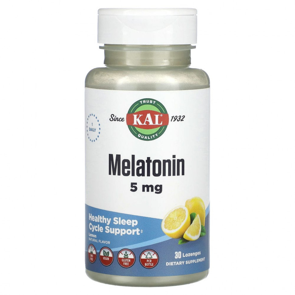   KAL, Melatonin, Lemon, 5 mg, 30 Lozenges   -     , -,   