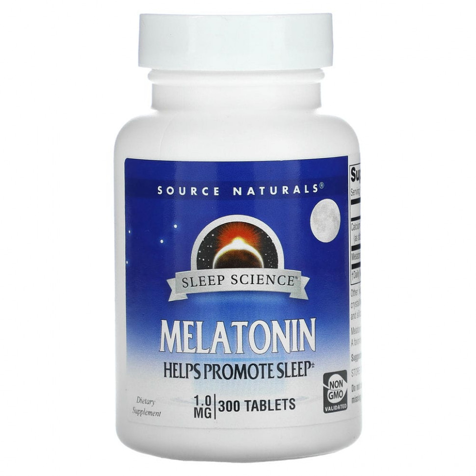   Source Naturals, Sleep Science, Melatonin, 1.0 mg, 300 Tablets   -     , -,   