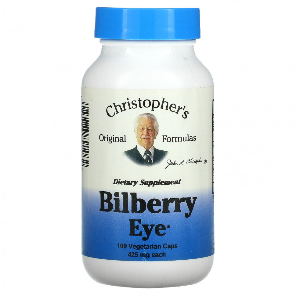   Christopher's Original Formulas, Bilberry Eye, 400 mg, 100 Vegetarian Caps   -     , -,   