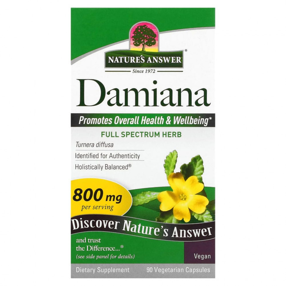   Nature's Answer, Damiana Leaf, 400 mg, 90 Vegetarian Capsule   -     , -,   