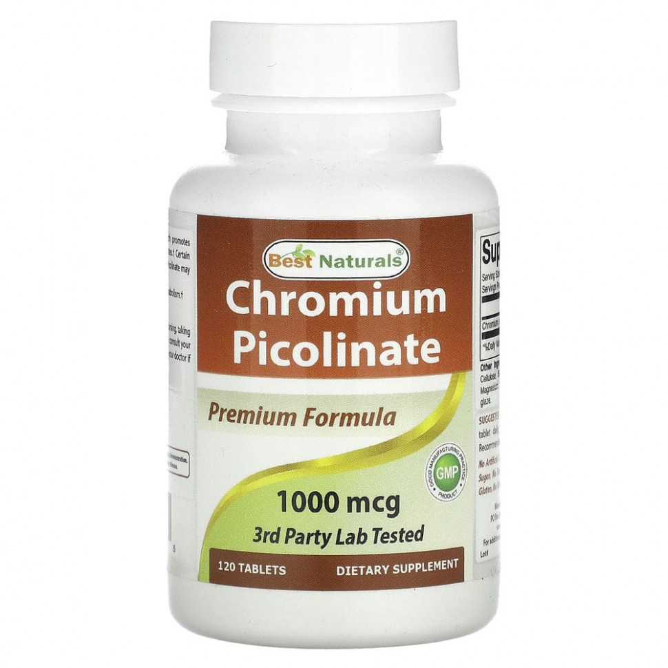   Best Naturals, Chromium Picolinate, 1000 mcg , 120 Tablets   -     , -,   