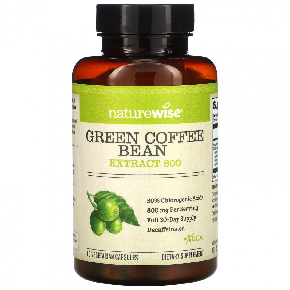   NatureWise, Green Coffee Bean Extract 800, 60 Veggie Caps   -     , -,   