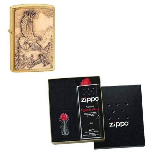   Zippo          Where Eagles Dare Emblem Brushed Brass 125  280   -     , -,   