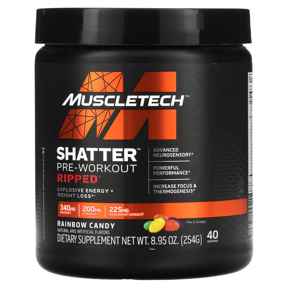   MuscleTech, Shatter Pre-Workout, Ripped,  , 254  (8,95 )   -     , -  