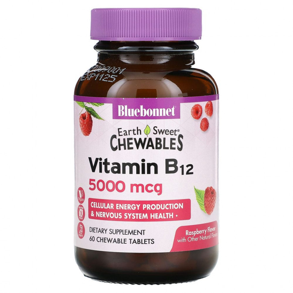   Bluebonnet Nutrition, Earth Sweet Chewables,  B12, , 5000 , 60     -     , -  