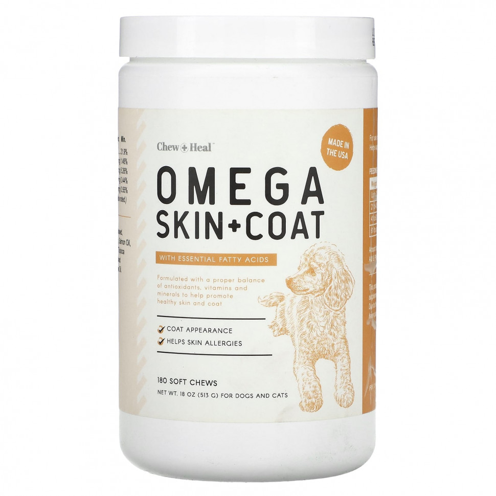   Chew + Heal, Omega Skin + Coat,    ,    , 180  , 513  (18 )   -     , -,   
