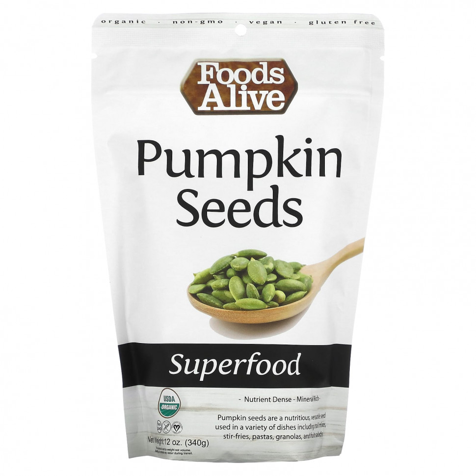   Foods Alive, Superfood, Pumpkin Seeds, 12 oz (340 g)   -     , -  