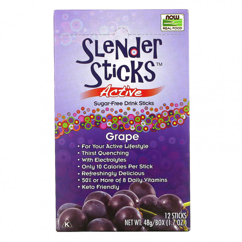   NOW Foods, Real Food, Slender Sticks, Active,    , 12 , 48  (1,7 )   -     , -  