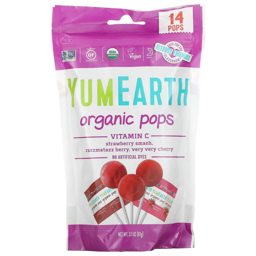   YumEarth, Organic Pops,  C,  ,  , , 14 , 87  (3,1 )   -     , -  