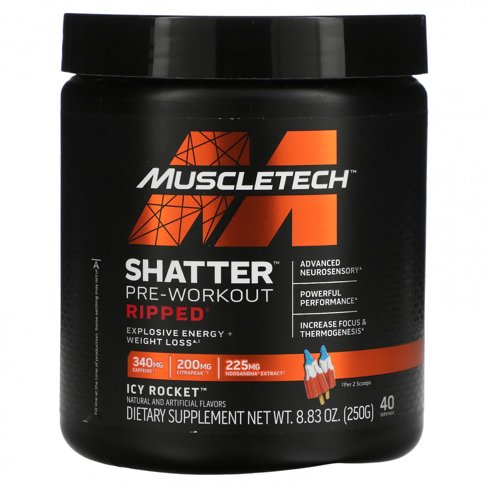   MuscleTech, Shatter Pre-Workout Ripped, Icy Rocket, 250  (8,83 )   -     , -  