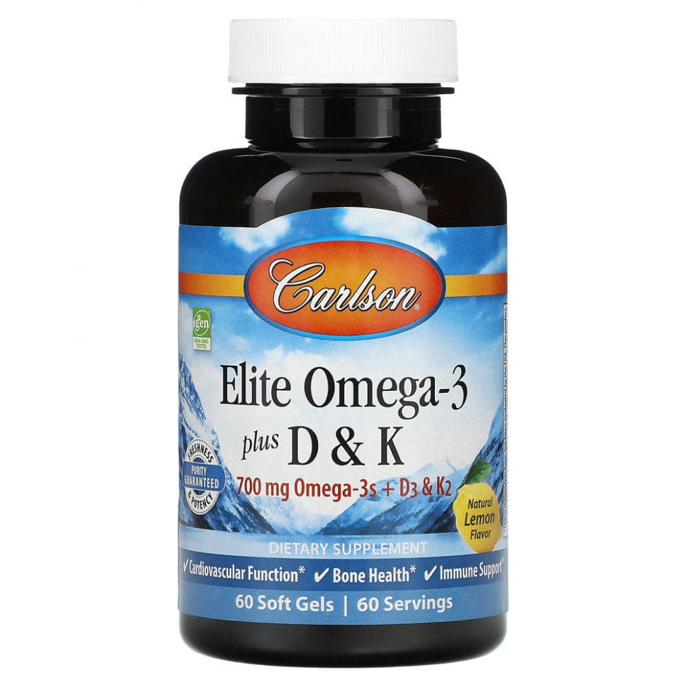   Carlson Labs, Elite Omega-3   D  K,   , 60     -     , -  