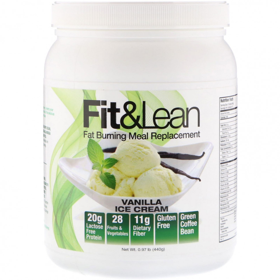  Fit & Lean, Fit & Lean, Fat Burning Meal Replacement, Vanilla Ice Cream, 0.97 lb (440 g)  IHerb ()