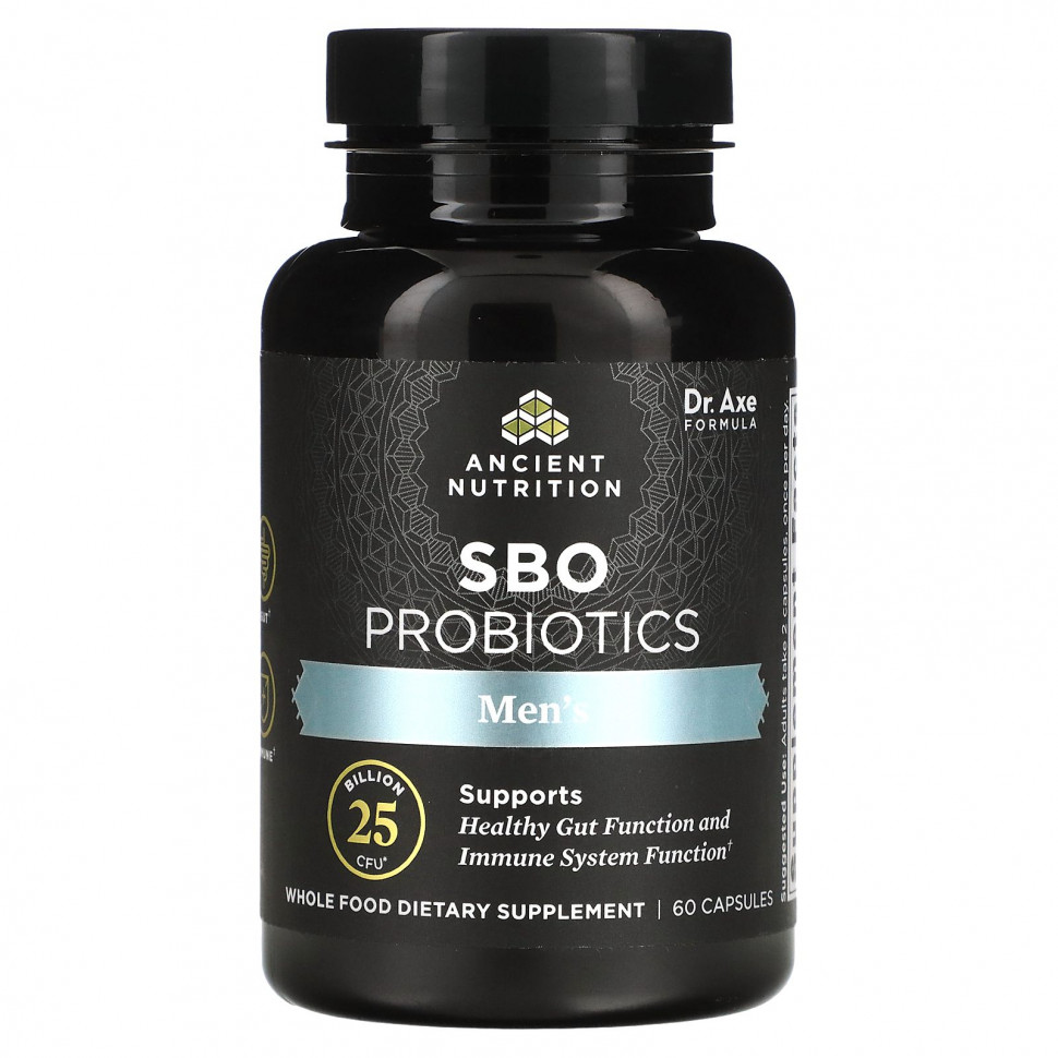  Dr. Axe / Ancient Nutrition, Men's SBO Probiotics, 25 Billion CFU, 60 Capsules  IHerb ()