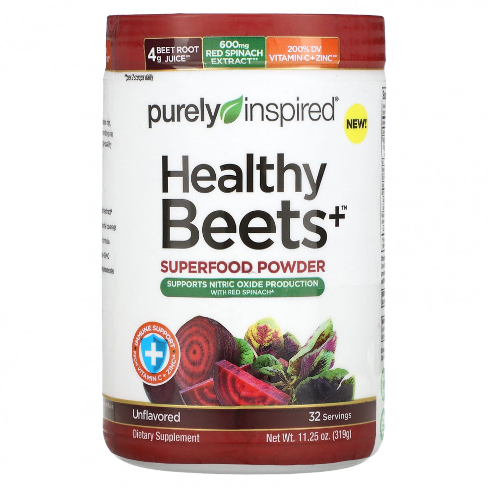   Purely Inspired, Healthy Beets+ Superfood Powder, Unflavored, 11.25 oz (319 g)   -     , -  