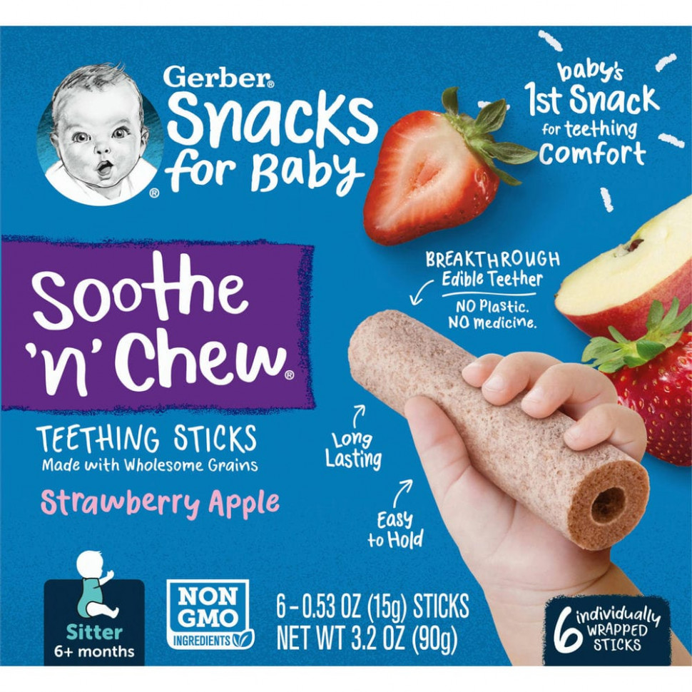   Gerber, Snacks for Baby, Soothe 'n' Chew,    ,  6 ,  , 6    , 15  (0,53 )    -     , -,   