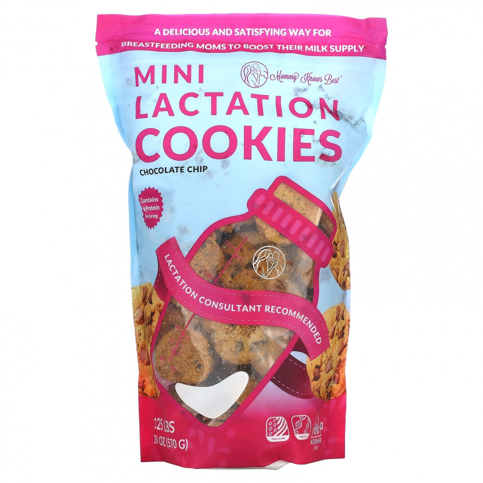   Mommy Knows Best, Mini Lactation Cookies, Chocolate Chip, 10 oz (570 g)   -     , -  