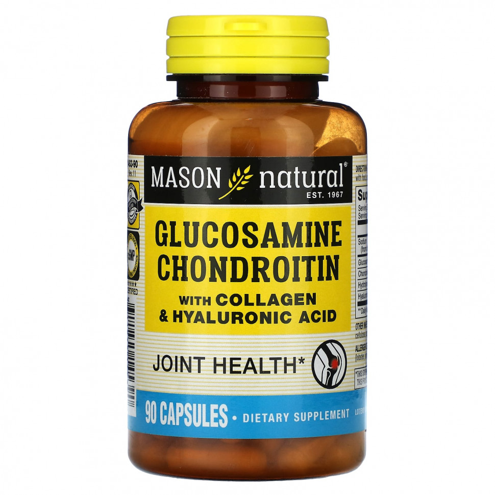   Mason Natural, Glucosamine Chondroitin with Collagen & Hyaluronic Acid, 90 Capsules   -     , -  