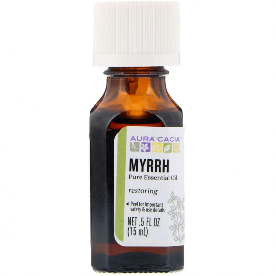   Aura Cacia, Pure Essential Oil, Myrrh, .5 fl oz (15 ml)   -     , -  