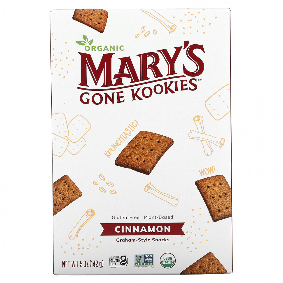   Mary's Gone Crackers, Graham Style Snack, Cinnamon, 5 oz (141 g)   -     , -  