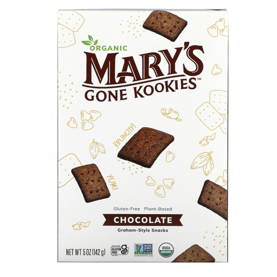   Mary's Gone Crackers, Graham Style Snack, Chocolate, 5 oz (141 g)   -     , -  