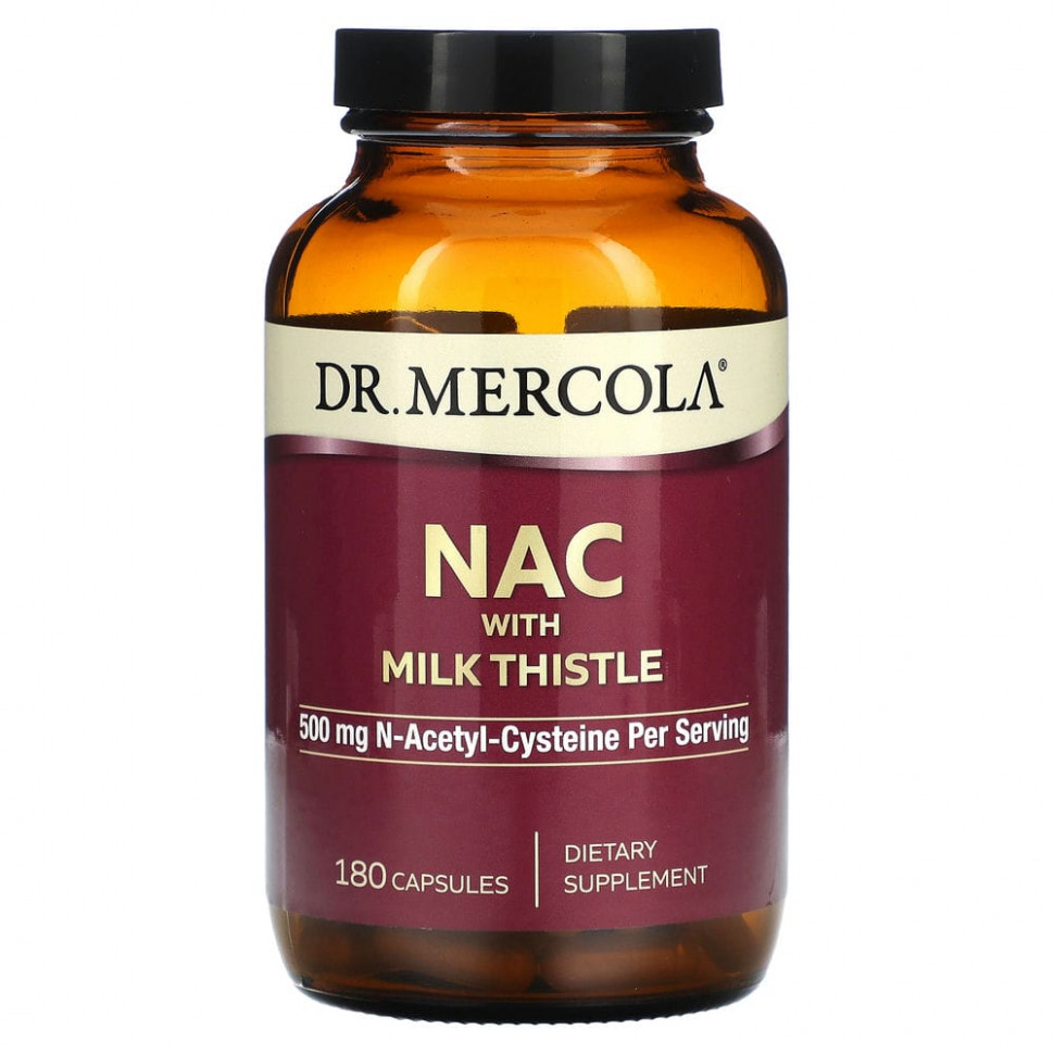   Dr. Mercola, NAC With Milk Thistle, 250 mg, 180 Capsules   -     , -,   